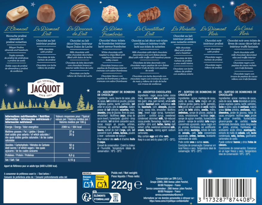 Jacquot - Boîte Assortissements Mix de Chocolat 222g