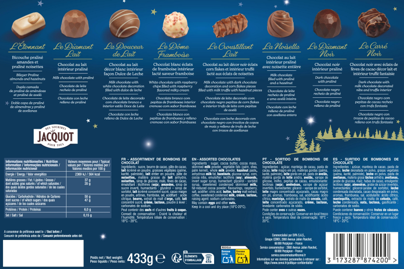 Jacquot - Boîte Assortissements Mix de Chocolat 433g