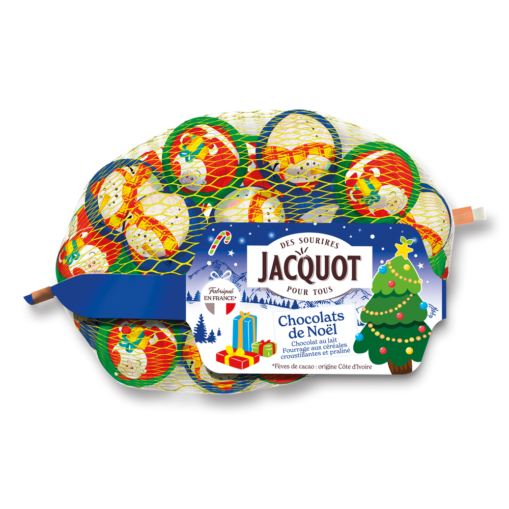 Assortiment chocolat de noël lait JACQUOT : le filet de 310g à Prix  Carrefour