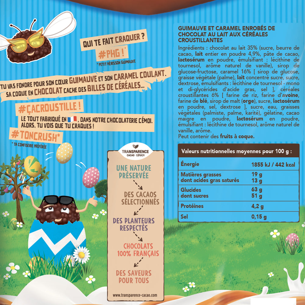 Sachet Petit Hérisson Guimauve de Pâques, chocolat au lait (79g)