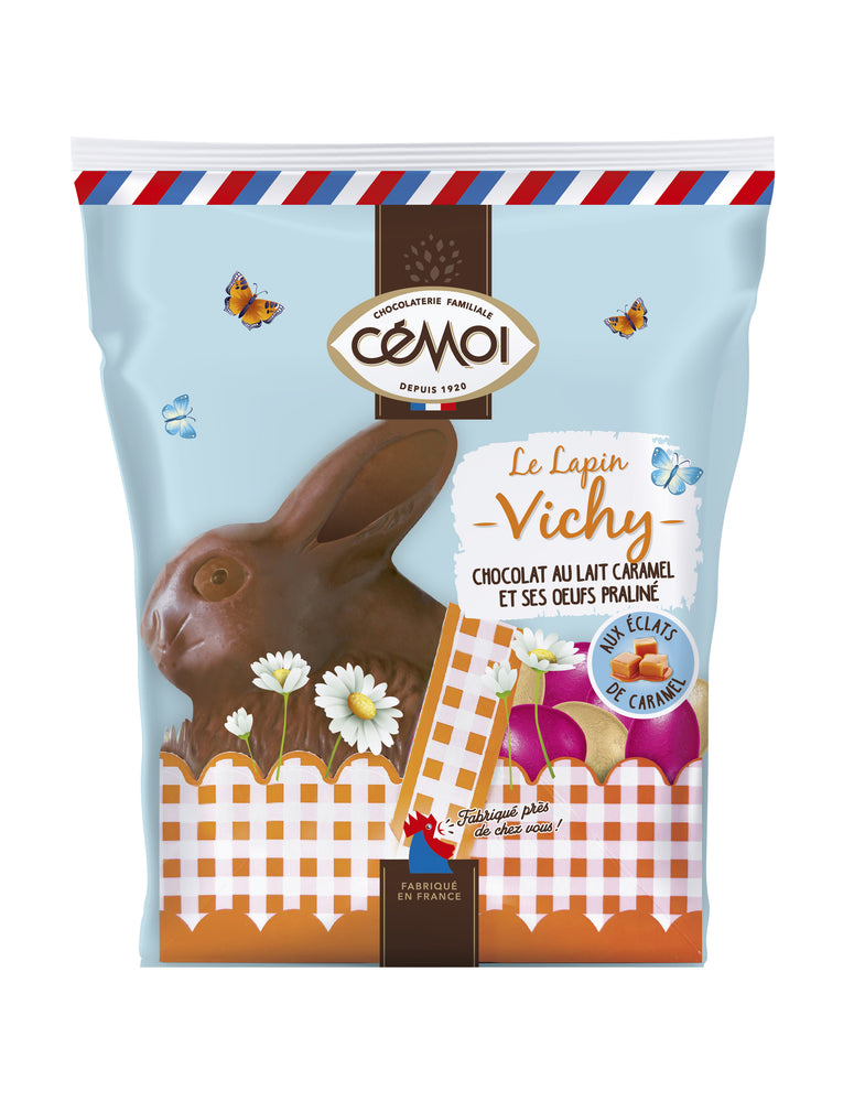Le Lapin Vichy Chocolat au Lait et Eclats de Caramel Pâques Cémoi