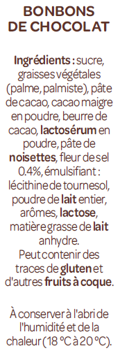 Oeufs Dégustation Chocolat Noir Truffé Fleur de Sel Pâques Cémoi - Liste des ingrédients 